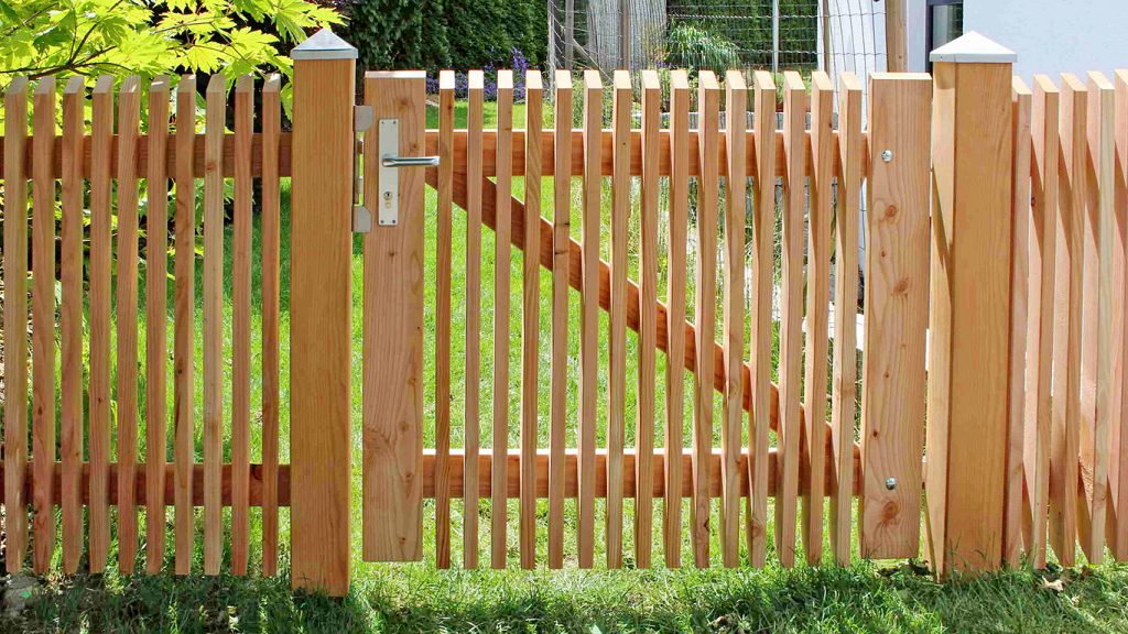 Flügeltor, Gartentor aus Lärche, Zubehör zu Staketenzaun oder Lärchenholzzaun